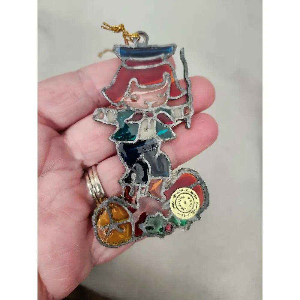 Unique Metal Stain Glass Girl Clown Wizard Yule Tied Log Sun Catcher